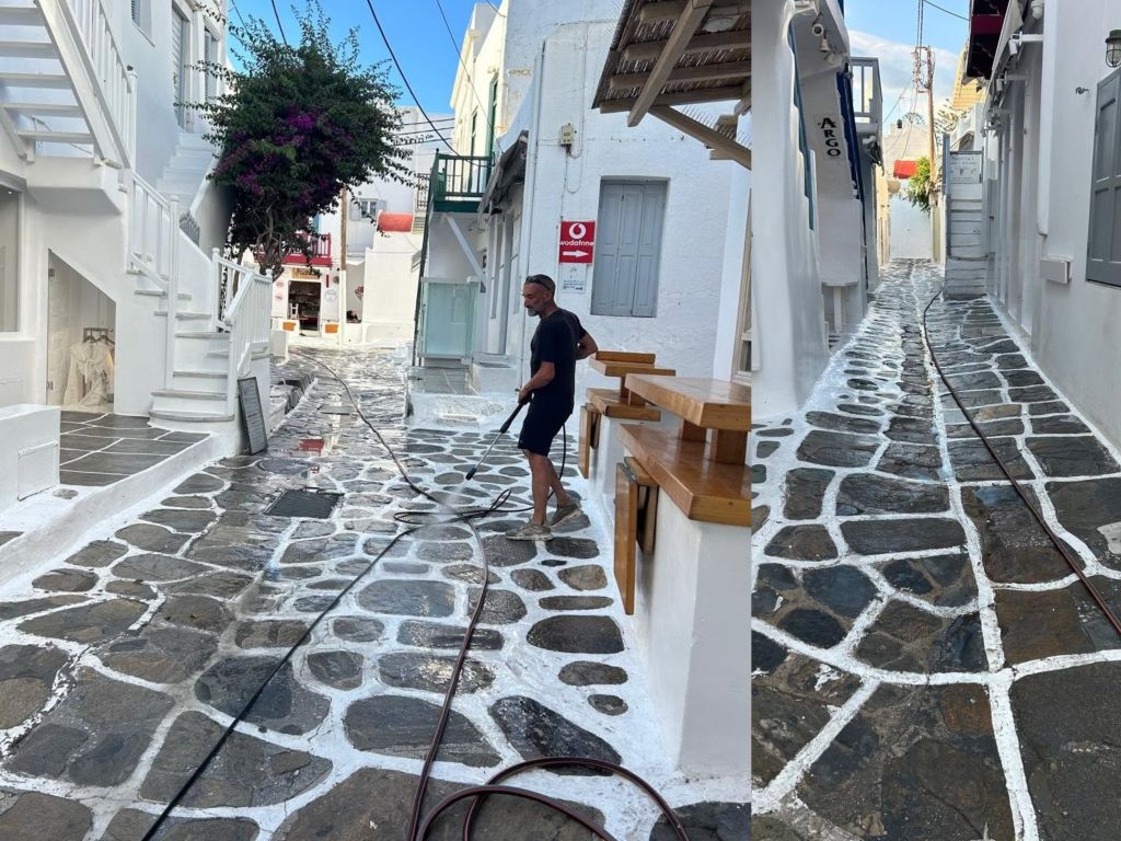 Δήμος Μυκόνου: Καθημερινοί εντατικοί καθαρισμοί και πλυσίματα στα παραδοσιακά σοκάκια