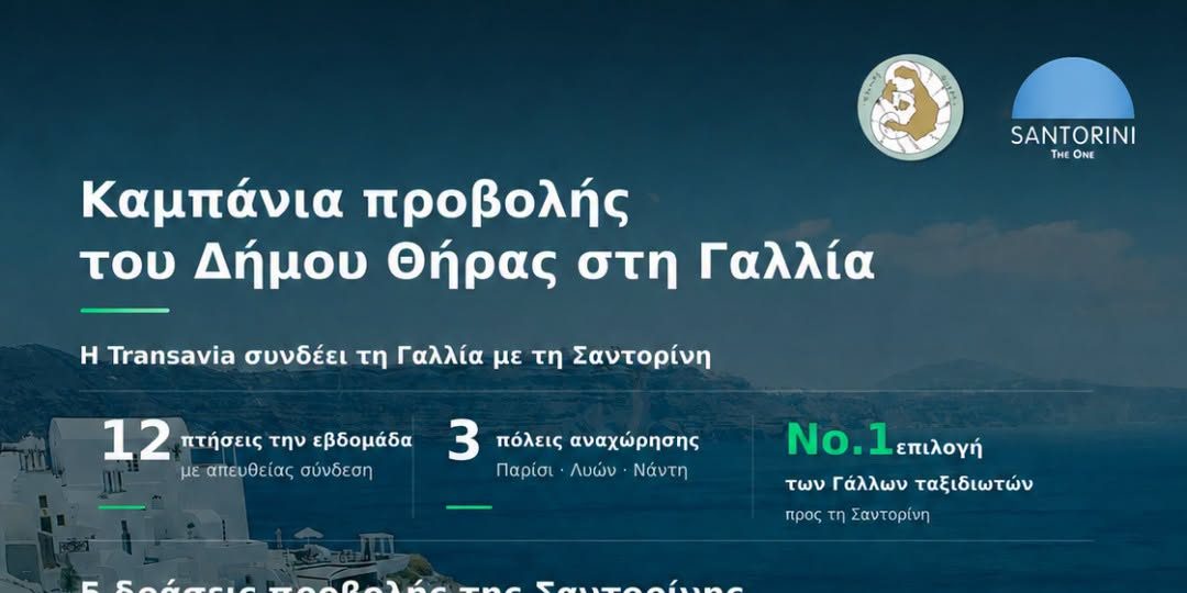 Στρατηγική συνεργασία Δήμου Θήρας και Transavia για τη δυναμική προβολή της Σαντορίνης στη Γαλλία